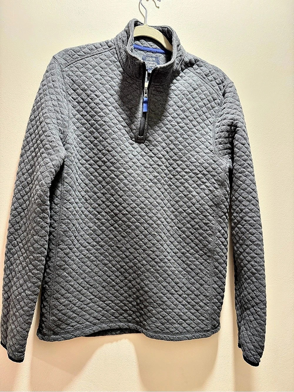 J.Crew Authentic Fleece Quilted Half-Zip Pullover Gray Small